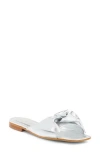 2 Twin Hearts Bow Flat Sandal In Silver Metallic