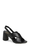 2 Twin Hearts Crisscross Slingback Sandal In Black Lea