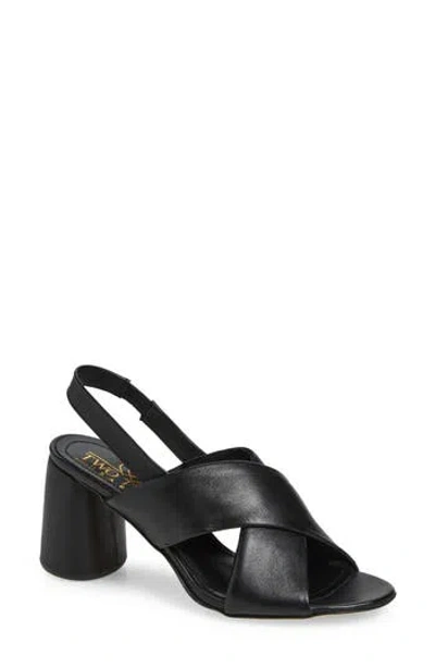 2 Twin Hearts Crisscross Slingback Sandal In Black Lea