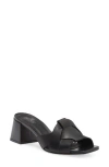 2 Twin Hearts Cross Band Block Heel Sandal In Black