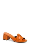 2 Twin Hearts Cross Band Block Heel Sandal In Orange