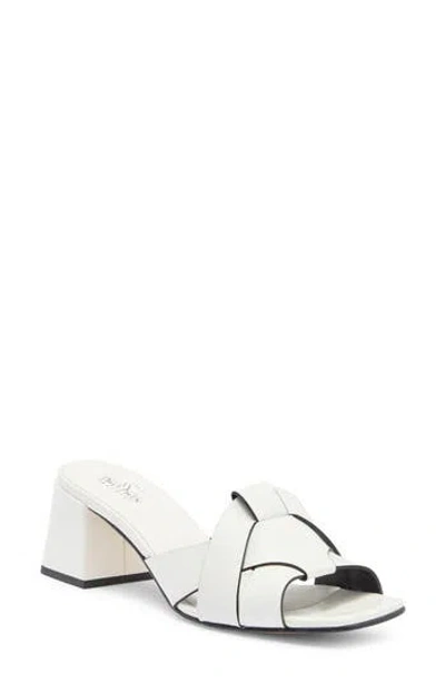 2 Twin Hearts Cross Band Block Heel Sandal In White