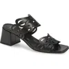 2 Twin Hearts Laser Cutout Slide Sandal In Black