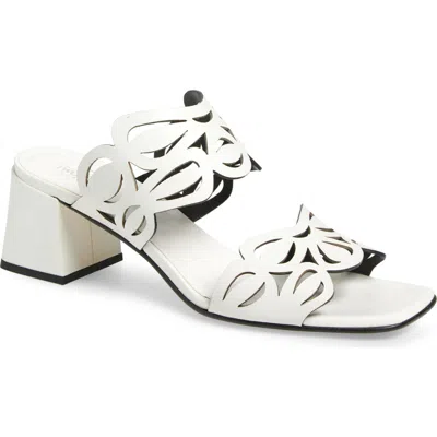 2 Twin Hearts Laser Cutout Slide Sandal In Bone