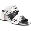 2 Twin Hearts Laser Cutout Slide Sandal In Silver Metallic