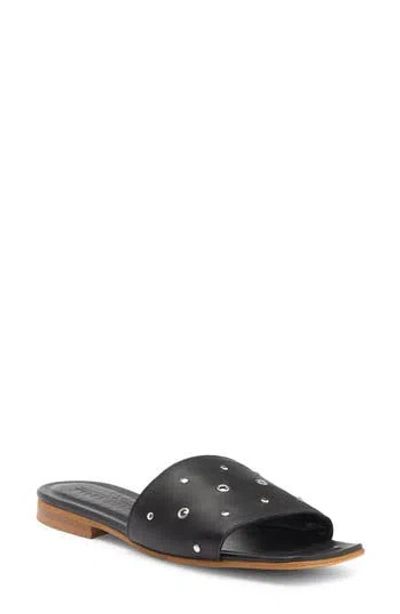 2 Twin Hearts Lea Stud & Grommet Slide Sandal In Black