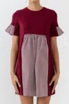 2.7 AUGUST APPAREL GAME DAY MIXED MEDIA DRESS IN MAROON
