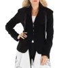 2000 Archives Black Satin Tie Wool Blazer Jacket In Black