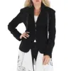 2000 Archives Black Satin Tie Wool Blazer Jacket In Black