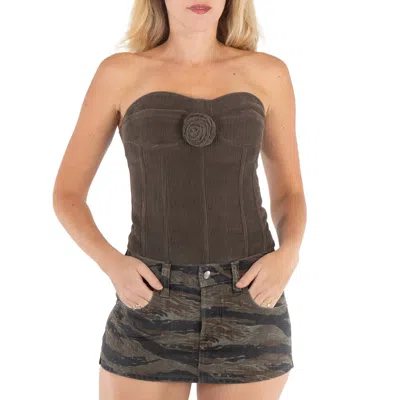 2000 Archives Corduroy Tube Top With Rose Corsage Croset In Green