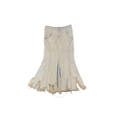 2000 Archives Ladies Iced Denim Damaged Skirt In Blue