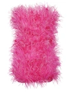 Attico Strapless Bead And Feather-embellished Cotton Mini Dress In Pink