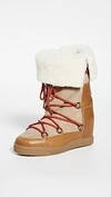 Isabel Marant Nowly Shearling-lined Textured-leather And Suede Snow Boots In Natural