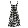 NISSA Flared Plaid Cotton Dress With Buttons