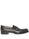 BURBERRY D-RING DETAIL STUDDED LEATHER LOAFERS