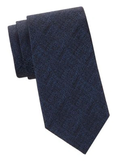 Armani Collezioni Grainy Print Tie In Solid Blue