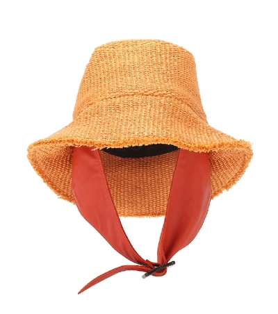 Boyy Buckle Raffia Hat In Orange