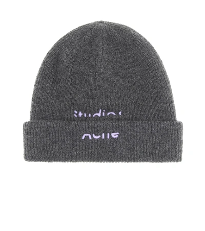 Acne Studios Kreed Logo-embroidered Wool-blend Beanie Hat In Dark Grey Melange
