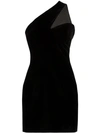 Saint Laurent Black One-shoulder Velvet Short Dress In Black