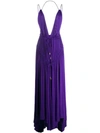 DSQUARED2 DSQUARED2 PLUNGING NECK CREPE DRESS - 紫色