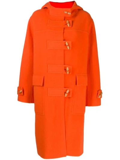 Joseph Hooded Wool Midi Coat In Carrot