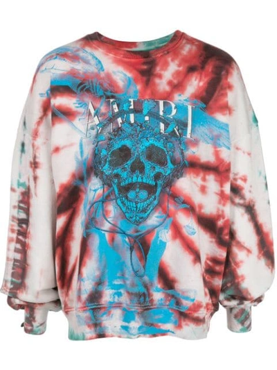 Amiri Tie Die Skull Sweatshirt In Multicolor Cotton