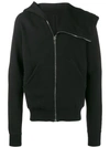 RICK OWENS DRKSHDW RICK OWENS DRKSHDW PATCH DETAIL ZIPPED HOODIE - BLACK