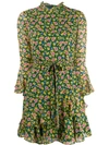 SALONI SALONI FLORAL-PRINT RUFFLED DRESS - 绿色