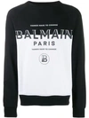 BALMAIN BALMAIN DUAL-TONE LOGO SWEATSHIRT - 白色