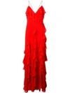ALICE AND OLIVIA CLAUDINE RUFFLED GOWN