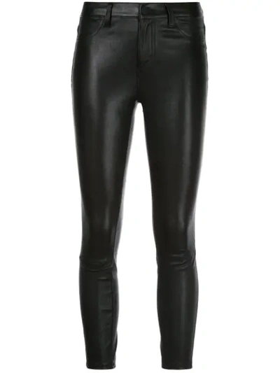 L Agence Aurelie Leather Skinny Pants In Black