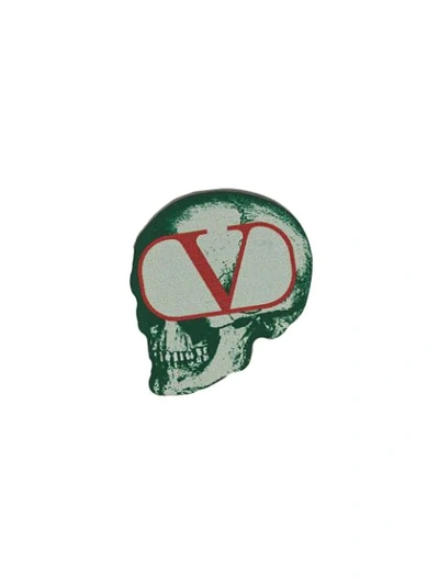 Valentino Garavani Valentino  Skull Logo Brooch - 绿色 In Green