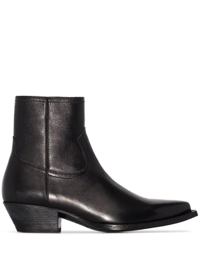 Saint Laurent Lukas Leather Ankle Boots In Black