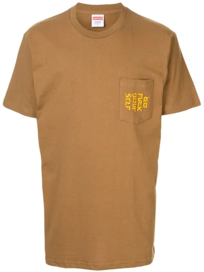 Supreme Slogan Pocket T-shirt In Brown