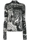 JUST CAVALLI PRINTED ROLL NECK TOP