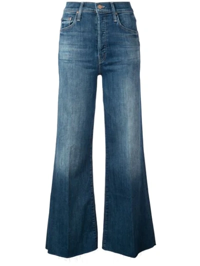 Mother The Tomcat Roller High Waist Fray Wide Leg Jeans In Blue