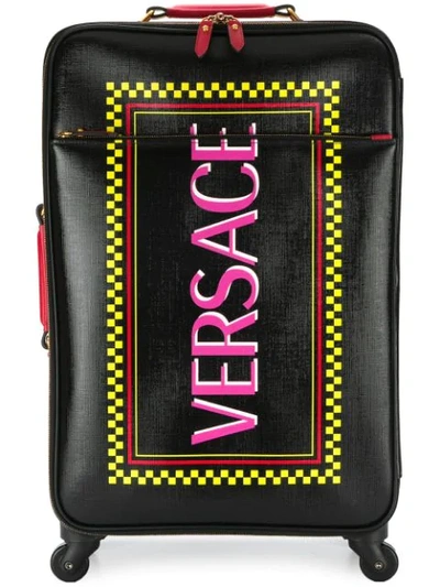 Versace Logo Printed Suitcase - 黑色 In Black ,yellow