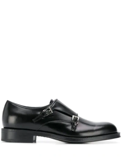 Prada Double-buckle Monk Shoes In Black