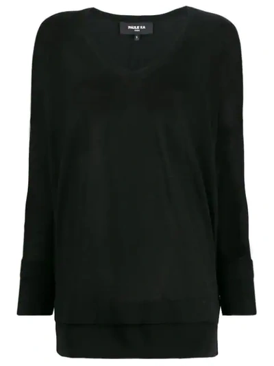 Paule Ka Layered-effect V-neck Pullover - 黑色 In Black