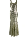 Dolce & Gabbana Sequined Sleeveless Mermaid Gown In Gold