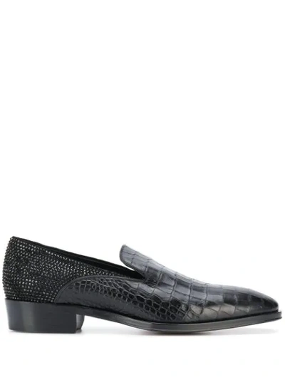 Giuseppe Zanotti Rhinestone Embellished Loafers - 黑色 In Black