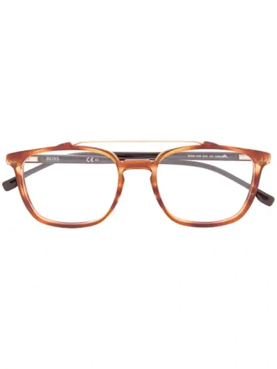 Hugo Boss Tortoiseshell Glasses In Brown