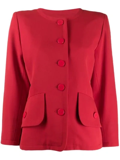 Pre-owned Saint Laurent Loose Collarless Jacket In Red