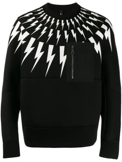 Neil Barrett Lightning Bolt Print Sweatshirt - 黑色 In Black