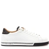 DOLCE & GABBANA WHITE AND BLACK LEATHER ROME SNEAKERS,11021279
