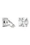 Cz By Kenneth Jay Lane Cushion Cz Clip-on Earrings In Clear-silver