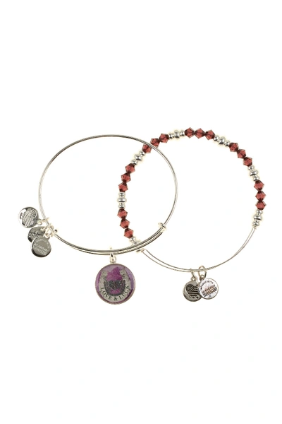 Alex And Ani Art Infusion Fortunes Adjustable Wire Bracelets - Set Of 2 In Shny Slvr