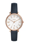 FOSSIL Women's Jacqueline Crystal Leather Strap Watch, 36mm