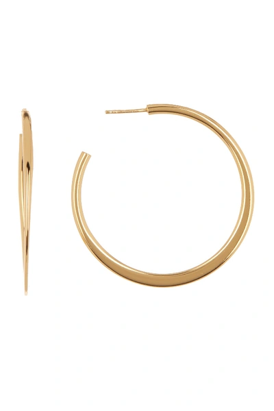 Argento Vivo 18k Gold Plated Sterling Silver Flat Edge Tube 55mm Hoop Earrings