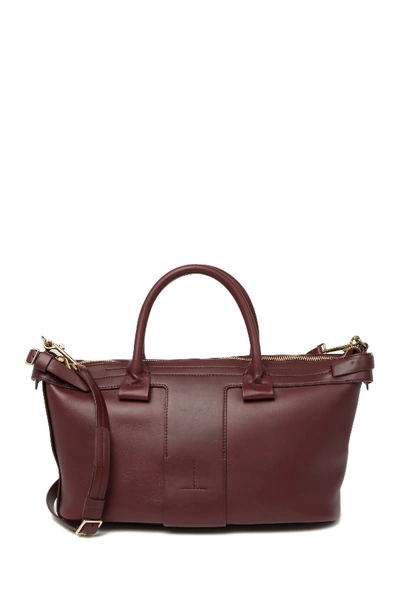 Theory T Bar Ames Leather Bag In Claret